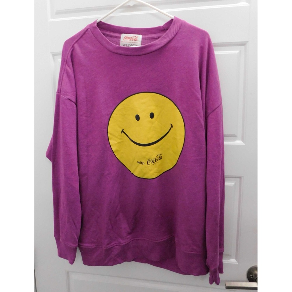 Wildfox Womens Size M Coca Cola Face Sweatshirt Oversized Jumper Smile